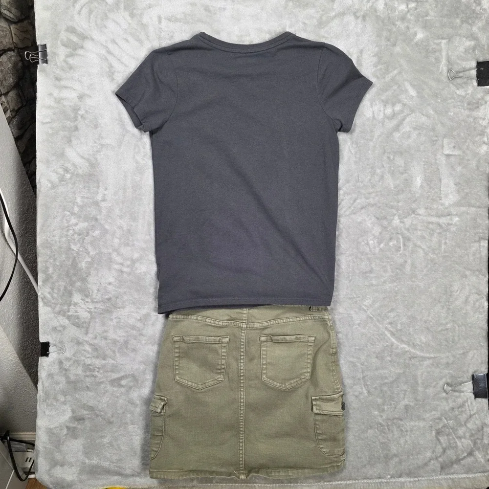 Cat‎ & Jack Girls Palm Tree Tee & Cargo Skirt Set L 10/12 Retro